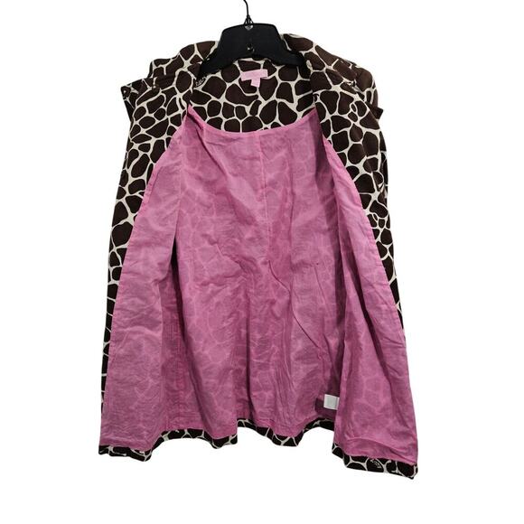 LILLY PULITZER Animal Print Giraffe Brown Coat Womens 3/4 Sleeve Size 2 - Picture 4 of 7